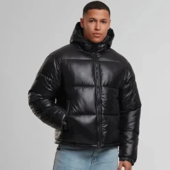 Boys Shiny Puffer Jacket With Hood