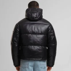 Boys Shiny Puffer Jacket With Hood