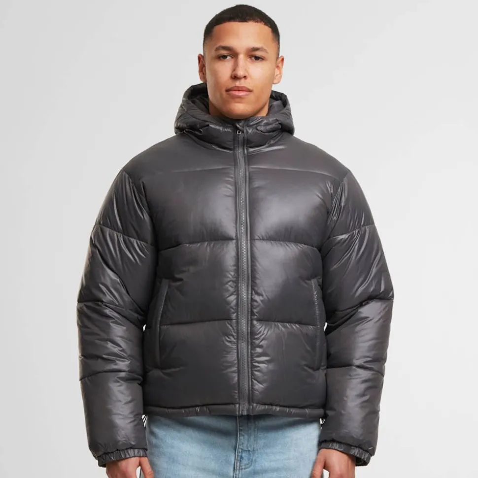 Boys Shiny Puffer Jacket With Hood