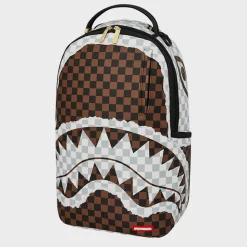 Cream and Brown Tear Check Backpack