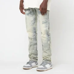 Crystal Effect Washed Jeans