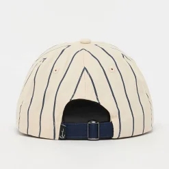 Cursive Varsity Pinstripe Baseball Cap off white/dark blue