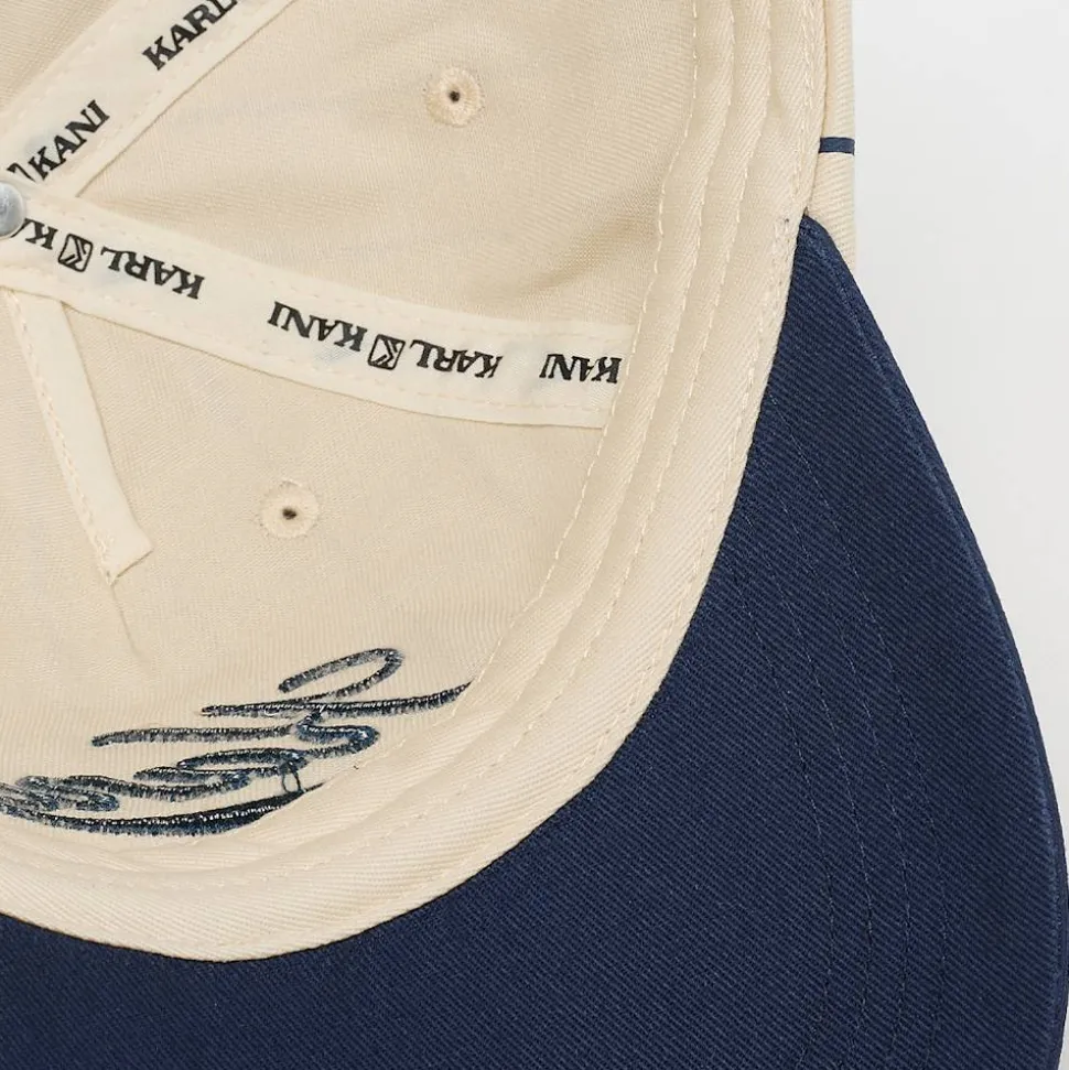 Cursive Varsity Pinstripe Baseball Cap off white/dark blue