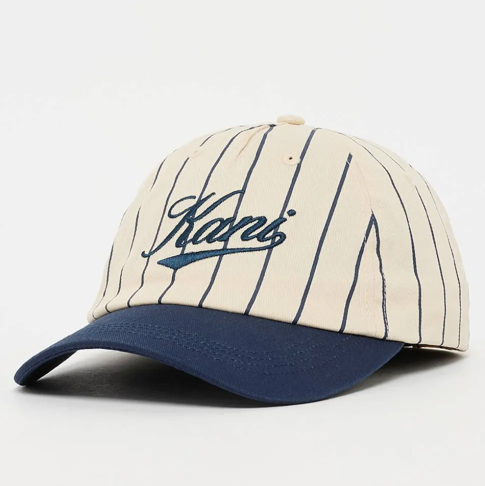 Cursive Varsity Pinstripe Baseball Cap off white/dark blue
