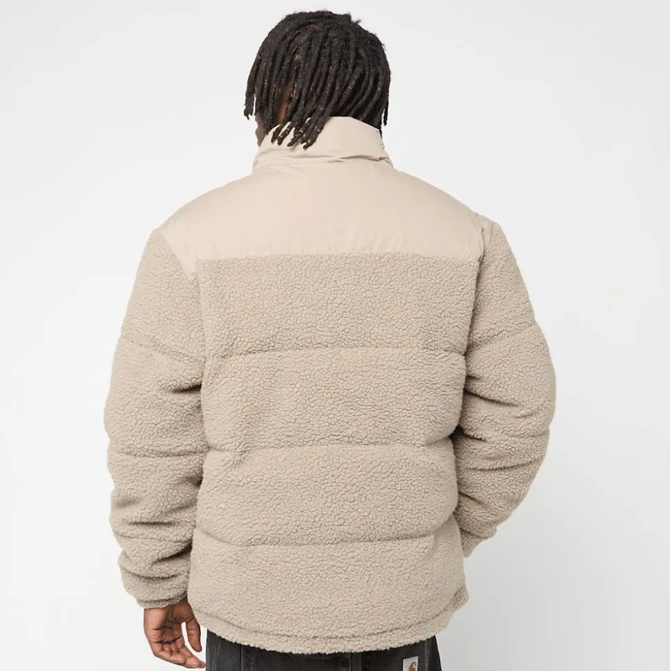 Fabric Mix Teddy Puffer Jacket