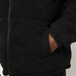 Fabric Mix Teddy Puffer Jacke