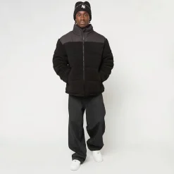 Fabric Mix Teddy Puffer Jacke