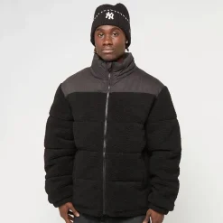 Fabric Mix Teddy Puffer Jacke