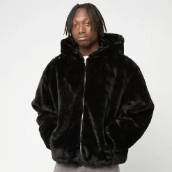 Full Zip Faux Fur Hoodie