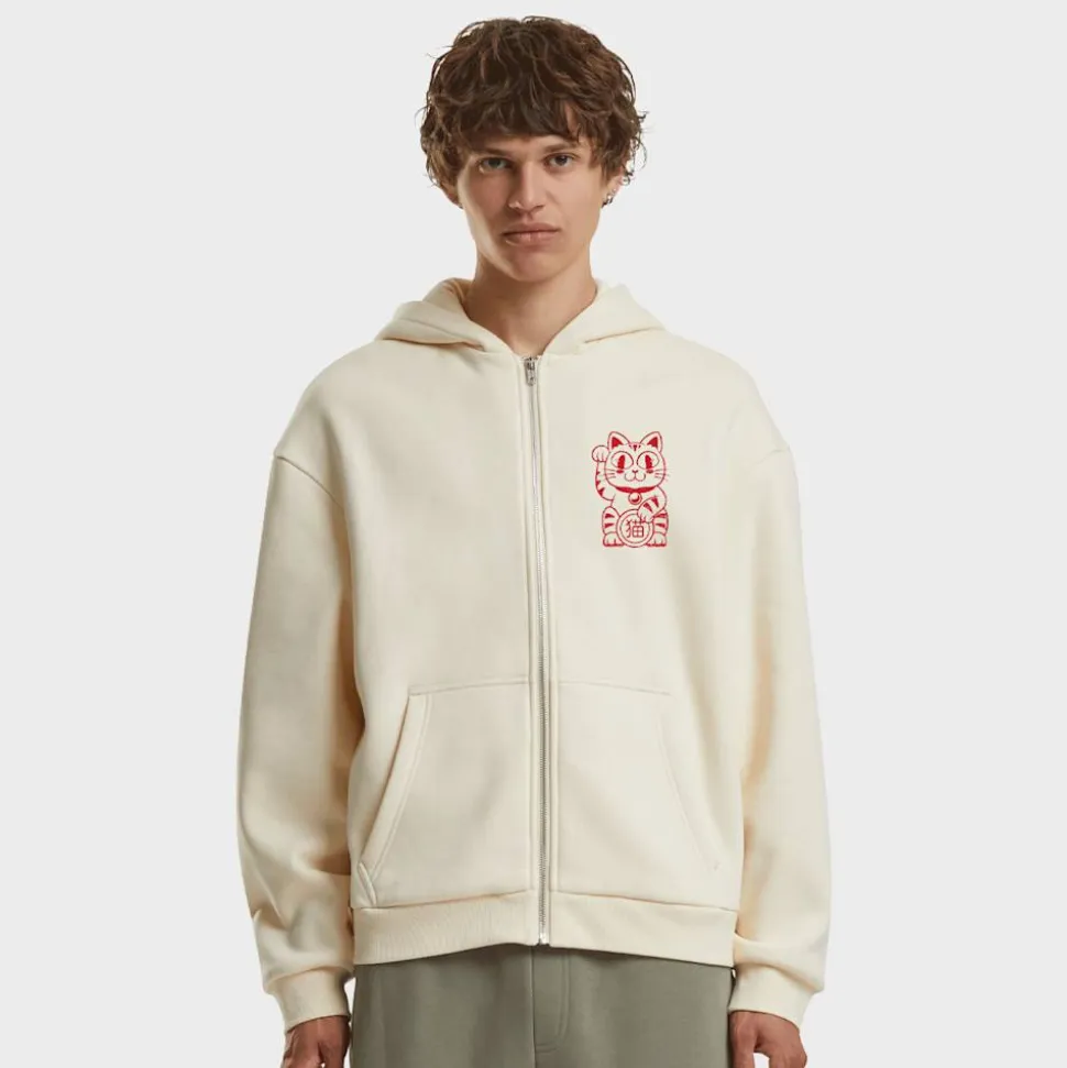 Good Luck Cat Fluffy Zip Hoody