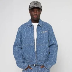 Jeans Distressed Zip Denim Jacket