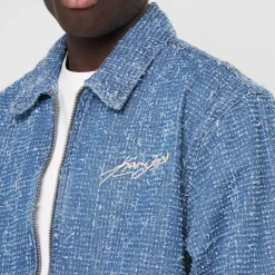 Jeans Distressed Zip Denim Jacket