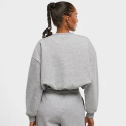 Ladies Cropped Gathered Sweatshirt