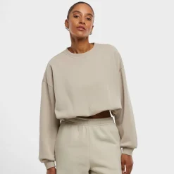 Ladies Cropped Gathered Sweatshirt