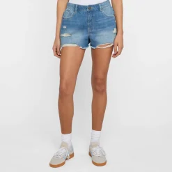 Ladies Destroyed Denim Shorts