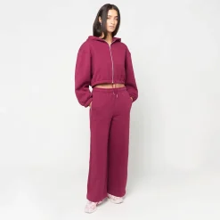 Ladies Fluffy Cropped Zip Hoodie