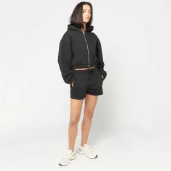 Ladies Fluffy Cropped Zip Hoodie