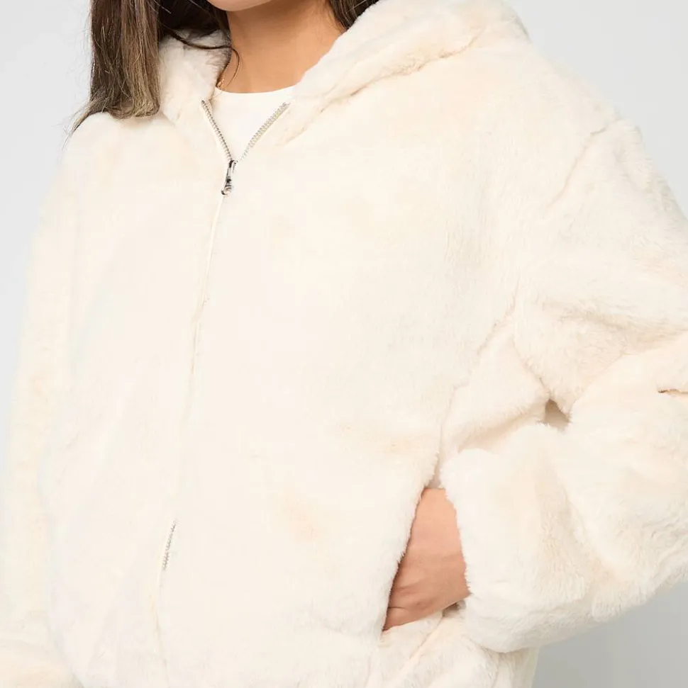 Ladies Full Zip Faux Fur Hoodie