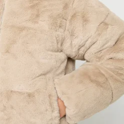 Ladies Short Faux Fur Puffer Jacket