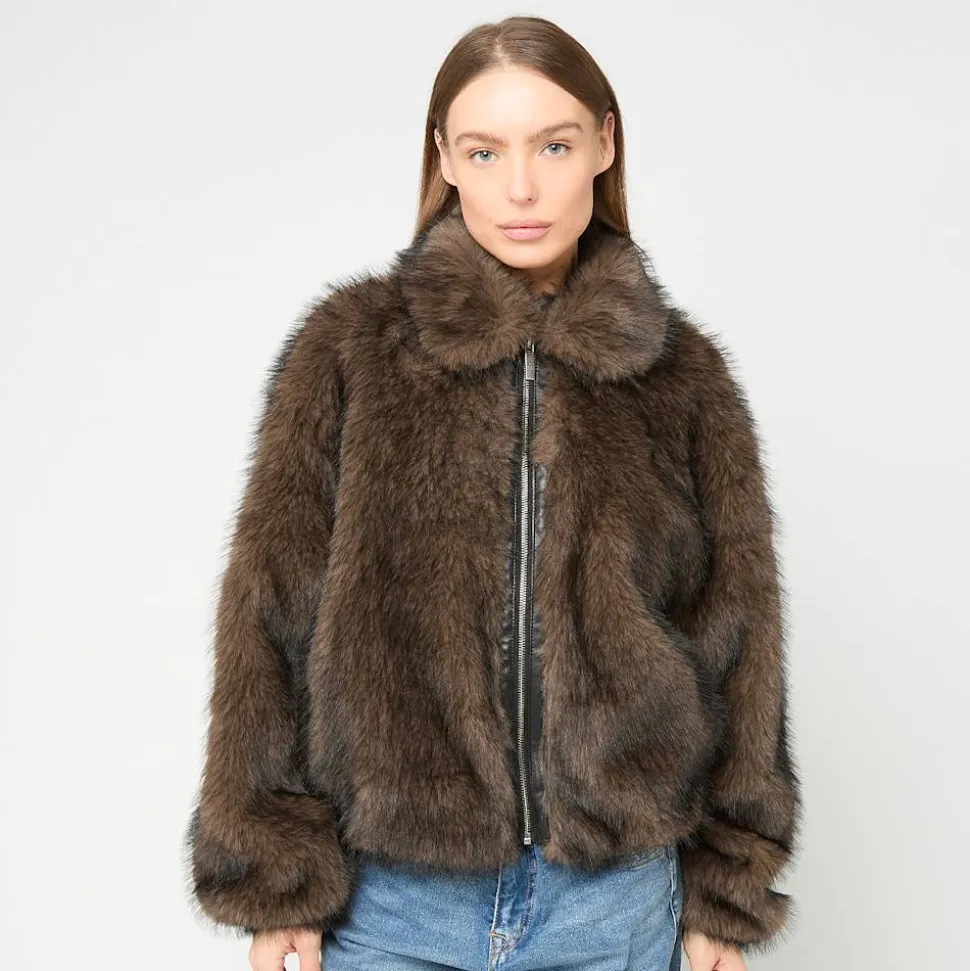 Metal Signature Faux Fur Jacket