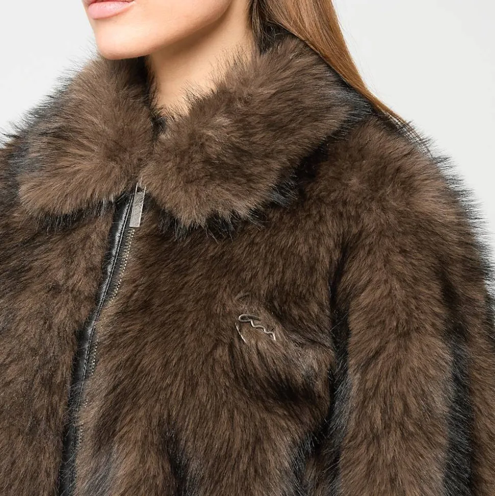 Metal Signature Faux Fur Jacket