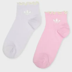 2 PACK - Ruffle Quarter Socks