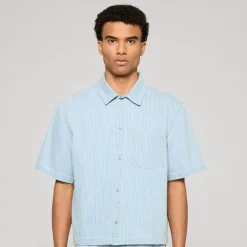 Pinstriped Casual Denim Overshirt