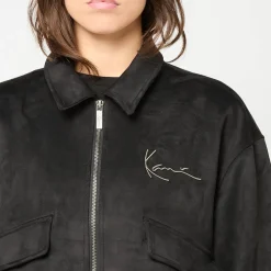 Signature Faux Suede Oversized Bomber Jacket