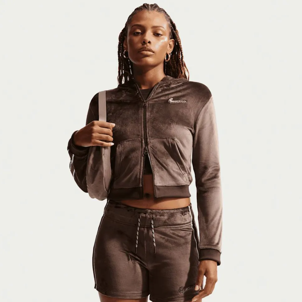 Sportswear Trend Velour Full-Zip Hoodie