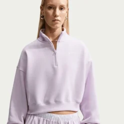 Studio Fleece Medium Weight Oversized 1/4-Zip Cropped Top