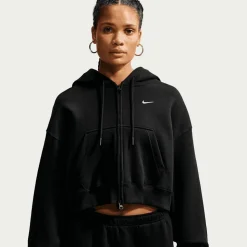 Studio Fleece Medium Weight Oversized Crop Full Zip Hoodie