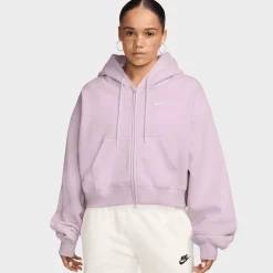 Studio Fleece Oversized Cropped Full-Zip Hoodie